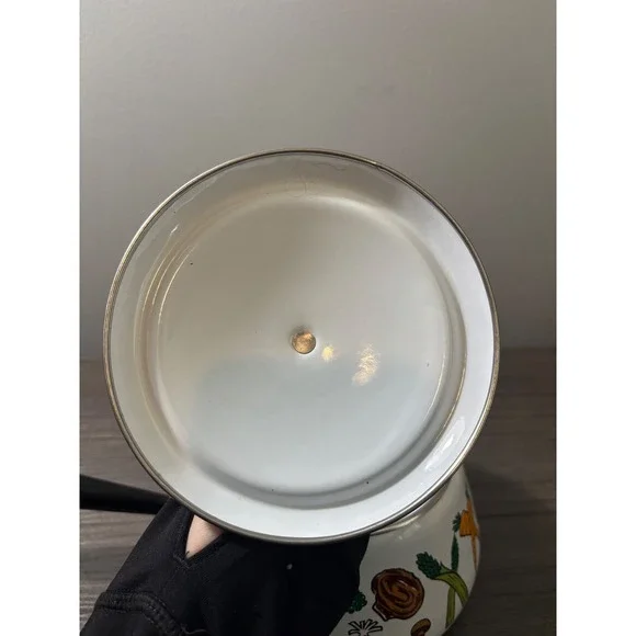 VTG MCM San Ignacio Enamelware Fondue Pot Colorful Seafood & Vegetable Motif - Picture 6 of 8